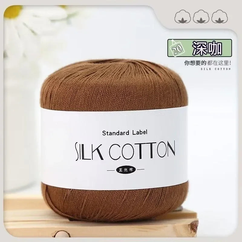 Silk Lace Cotton Milk Yarn – 50g Soft Crochet Thread