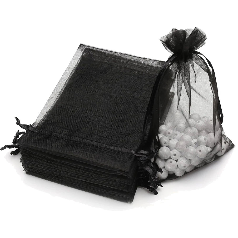 50-Piece Pink Organza Drawstring Bags – Small Gift Pouches