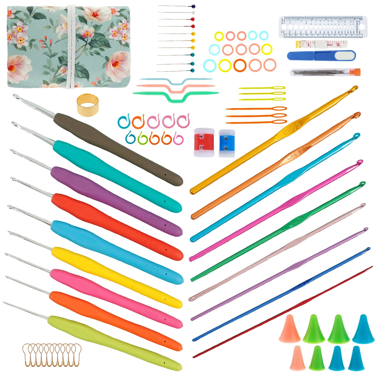 DIY Crochet Hook Set with Anti-Slip Handles (2-6mm)