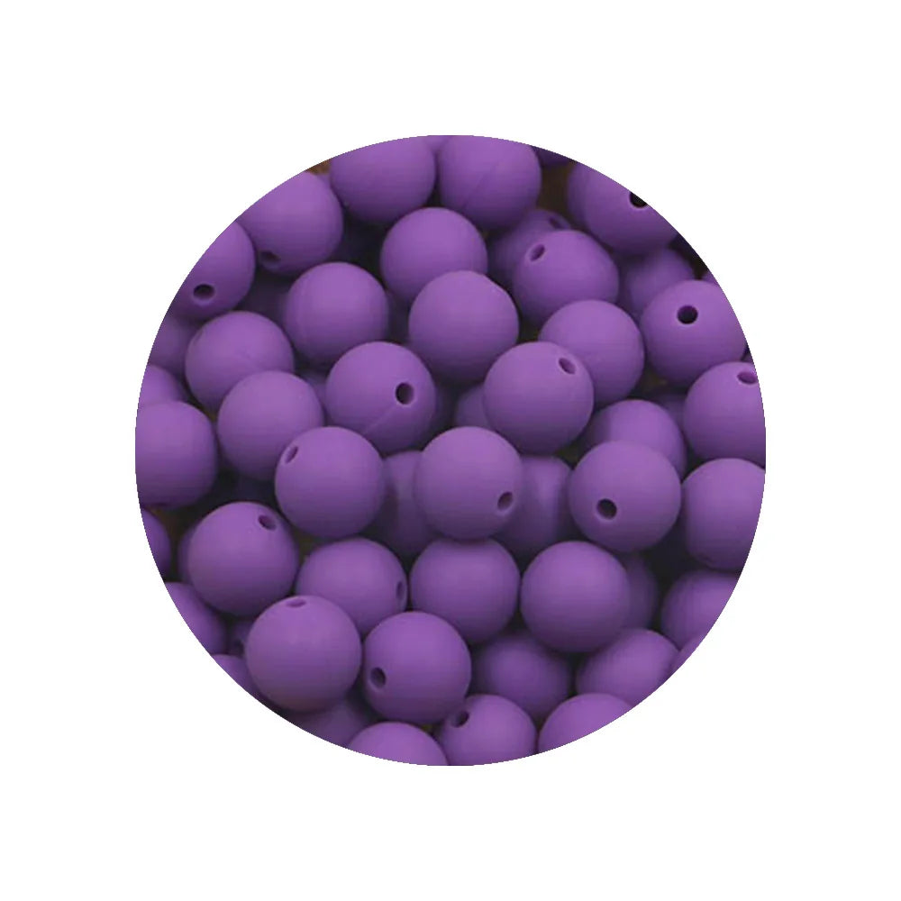 50-Piece Silicone Bead Set – 15mm Round Beads