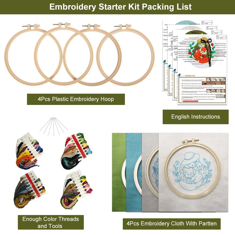 4pcs Animal Embroidery Kit
