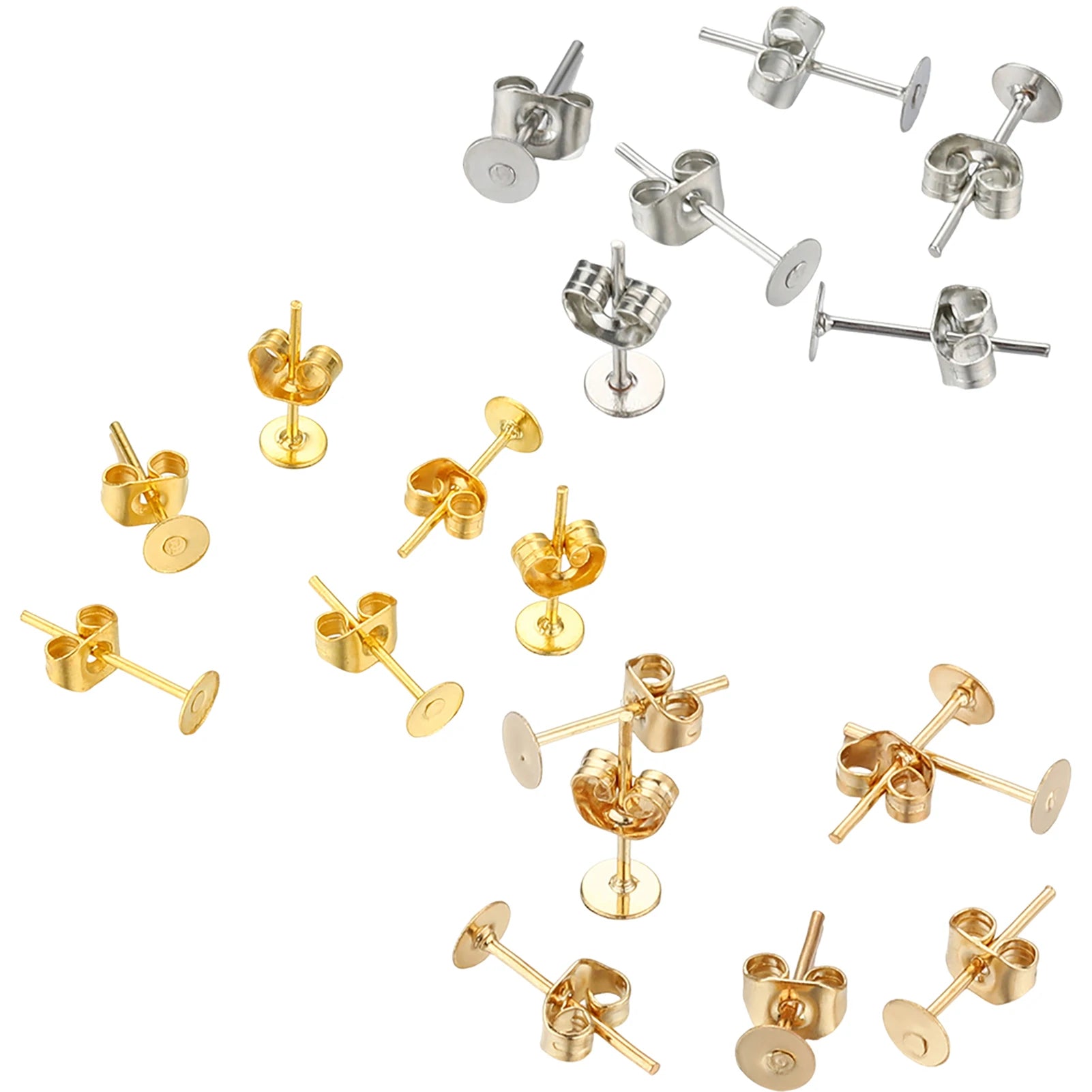 Blank Post Earring Studs Base Pins with Earring Plug Ear Backs