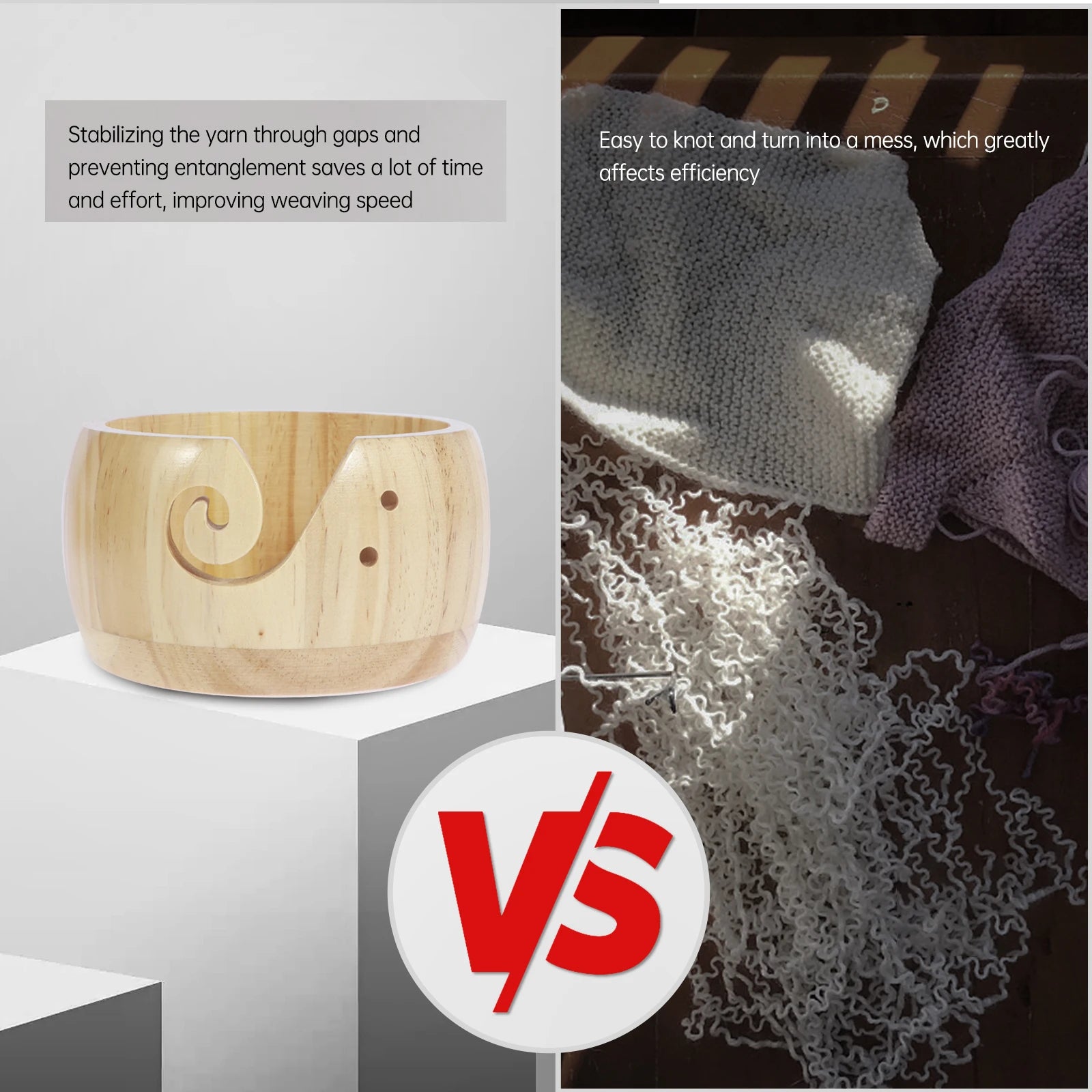 4Pcs Wooden Yarn Bowls with Holes