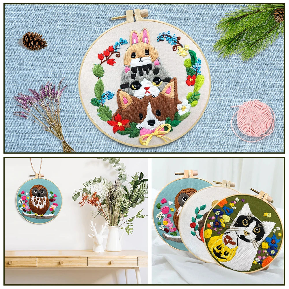 4pcs Animal Embroidery Kit