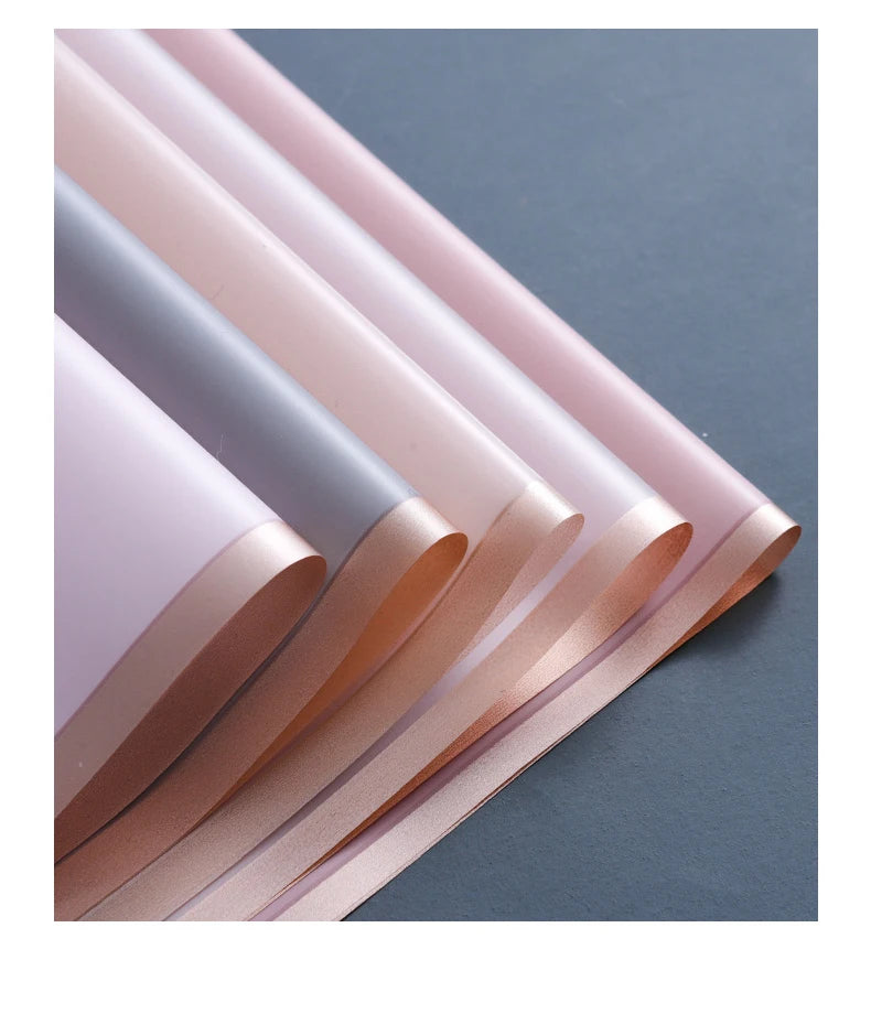 10 Sheets Waterproof Flower Wrapping Paper with Gold Edges