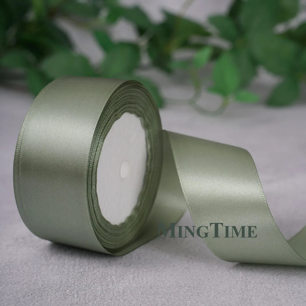 Satin Ribbon Roll – 22.8m Sage Gold for Gift Wrap & Crafts