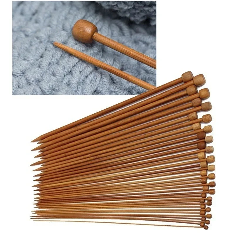 36-Piece Bamboo Knitting Needle Set with Beads