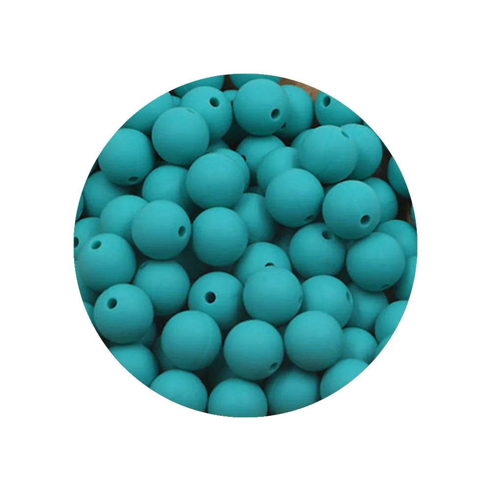 50-Piece Silicone Bead Set – 15mm Round Beads