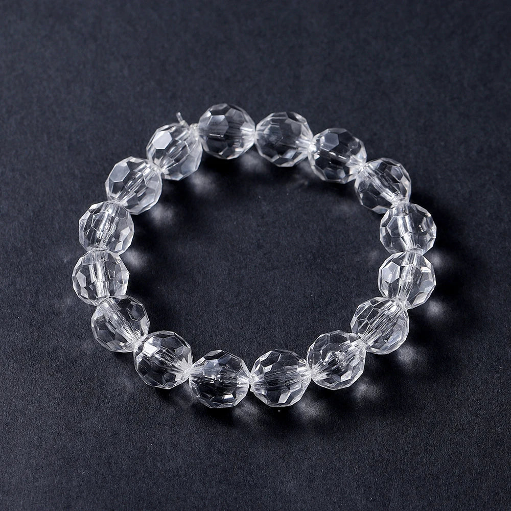Faceted Acrylic Beads Transparent White Loose Spacer Beads for DIY Bracelet