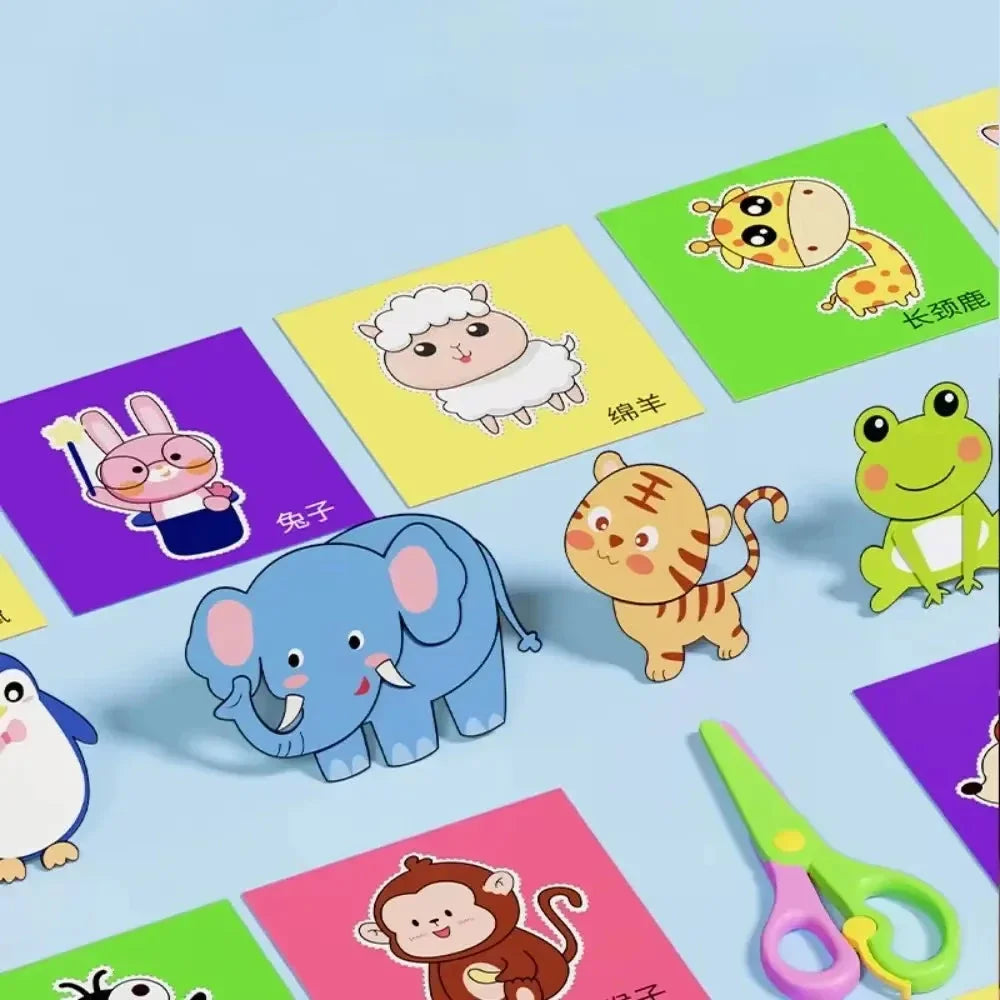 48Pcs Kids Craft Paper Cut Book - DIY Cartoon Scrapbooking & Educational Toys