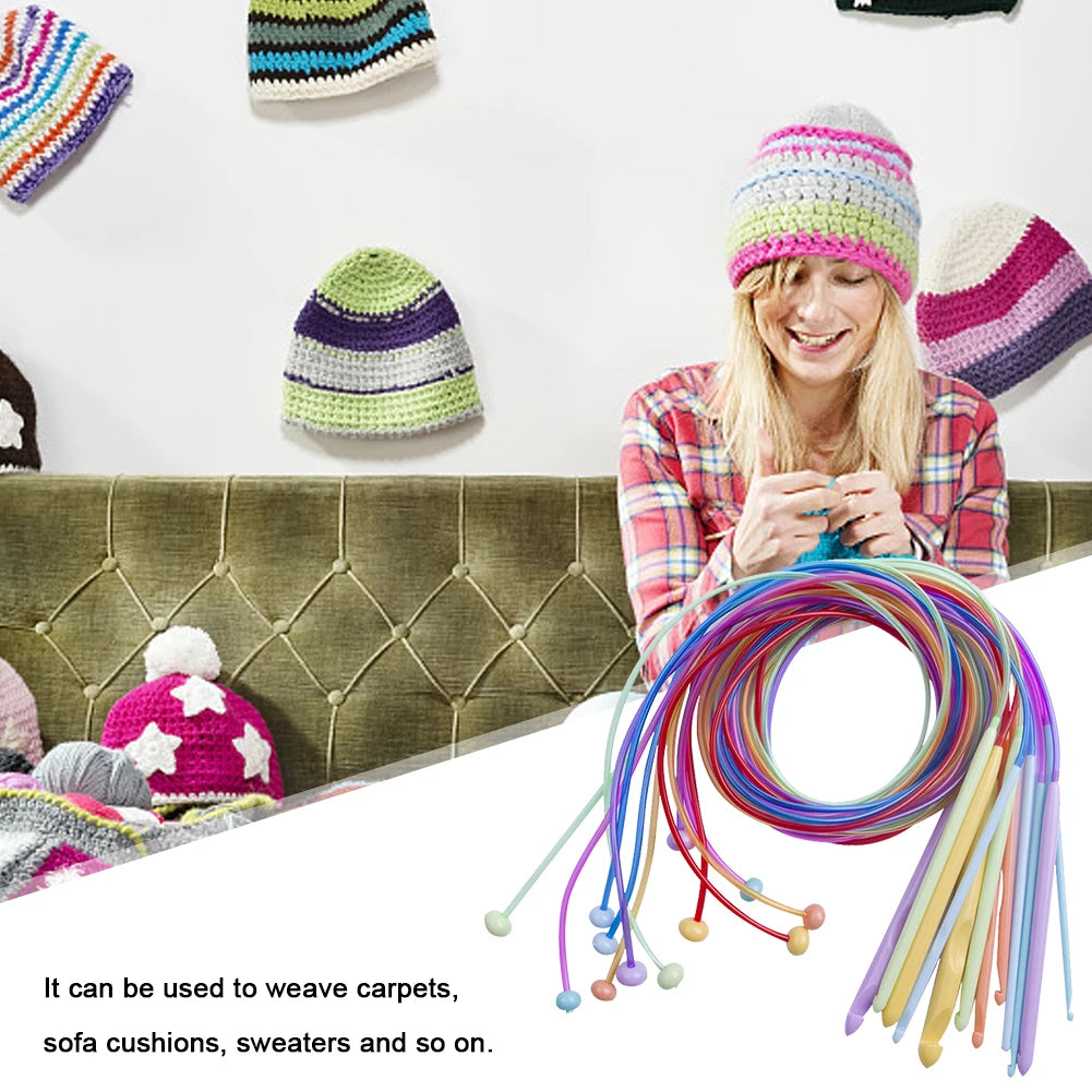 12Pcs Colorful Afghan Tunisian Crochet Hooks Set