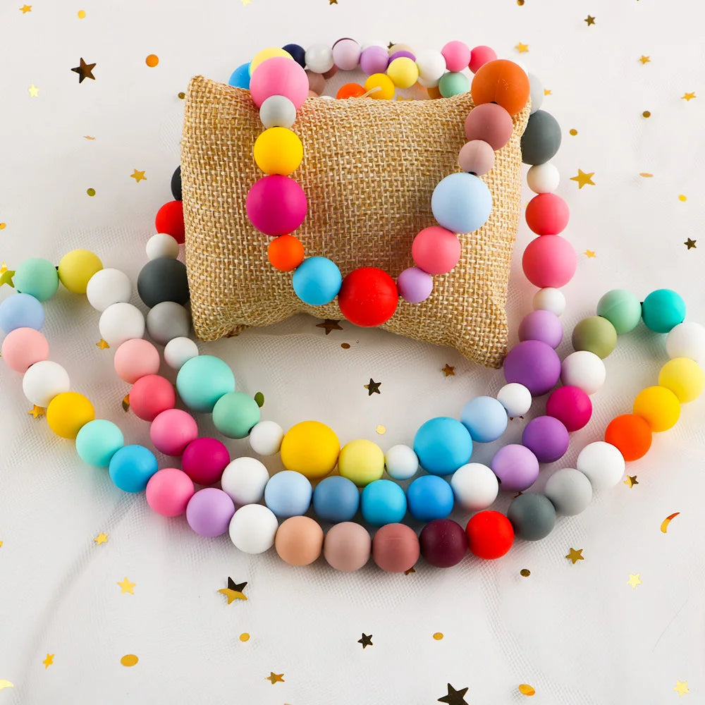 50-Piece Silicone Bead Set – 15mm Round Beads