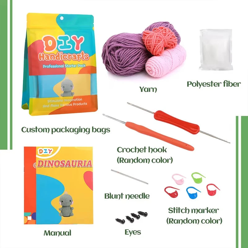 DIY Crochet Dinosaur Doll Kit – Complete Set