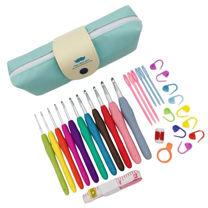 Colorful Ergonomic Crochet Hooks Set with Case