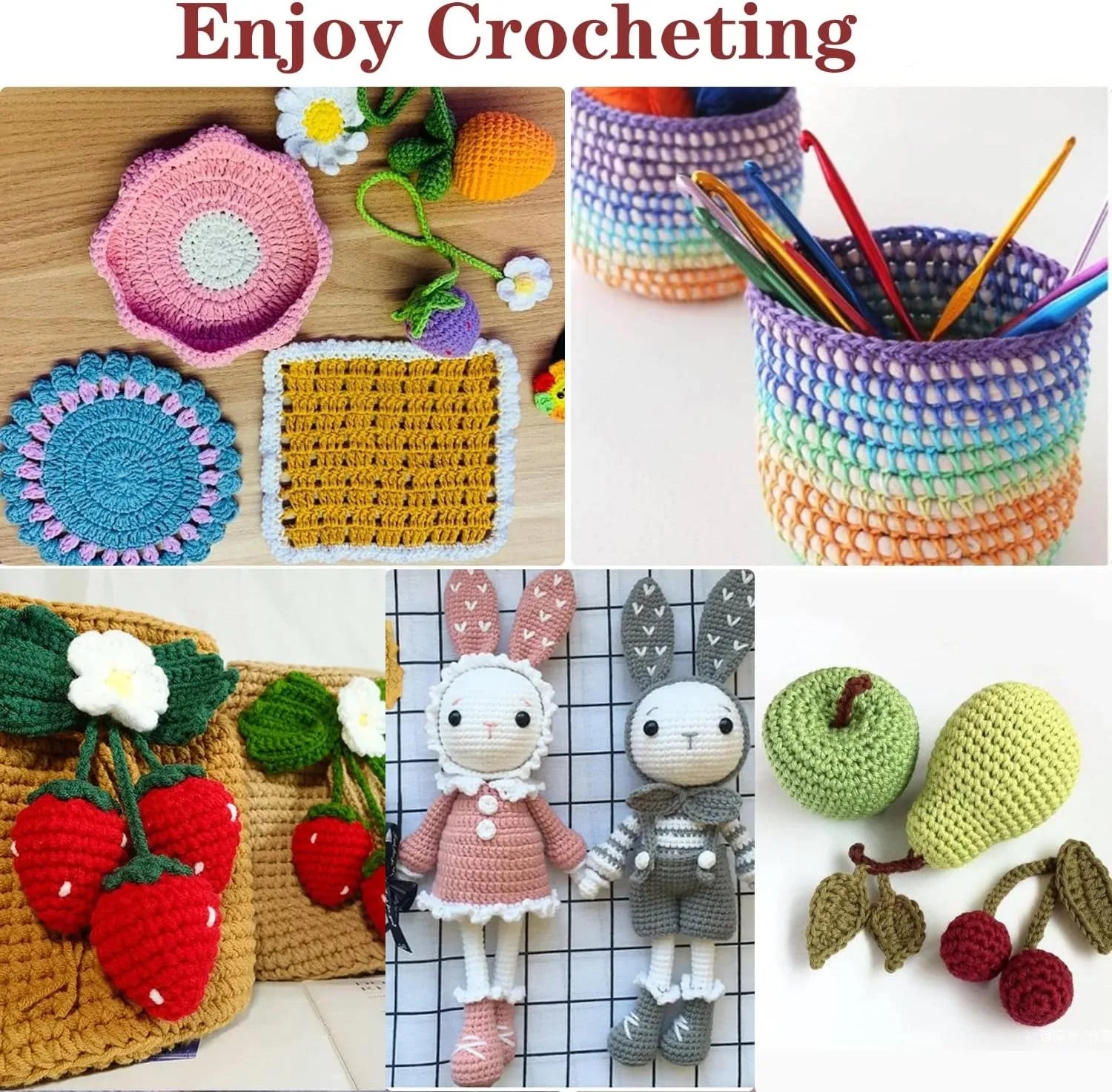 59-Piece Beginner Crochet Kit with Storage Bag