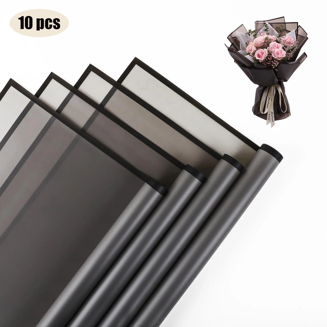 10 Sheets Waterproof Flower Wrapping Paper with Gold Edges