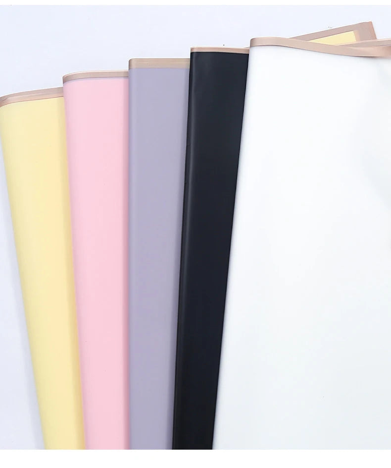 10 Sheets Waterproof Flower Wrapping Paper with Gold Edges