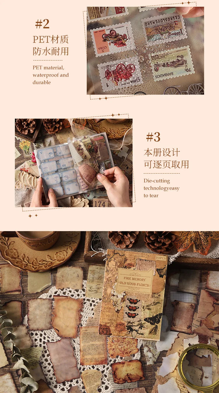 20-Piece Vintage Aesthetic Sticker Set