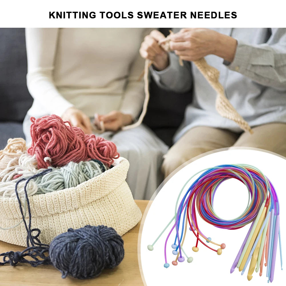 12Pcs Colorful Afghan Tunisian Crochet Hooks Set