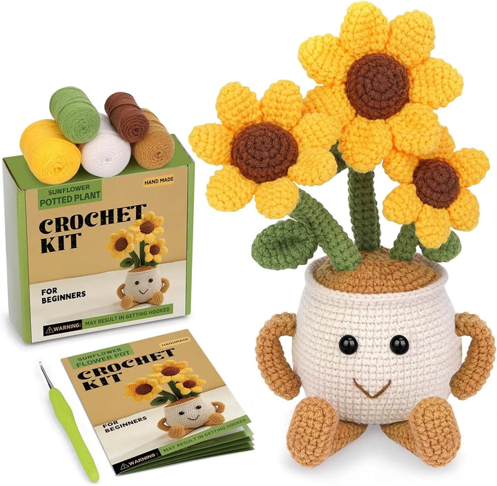 MIUSIE Sunflower & Tulip Crochet Starter Kit – DIY Craft for Beginners