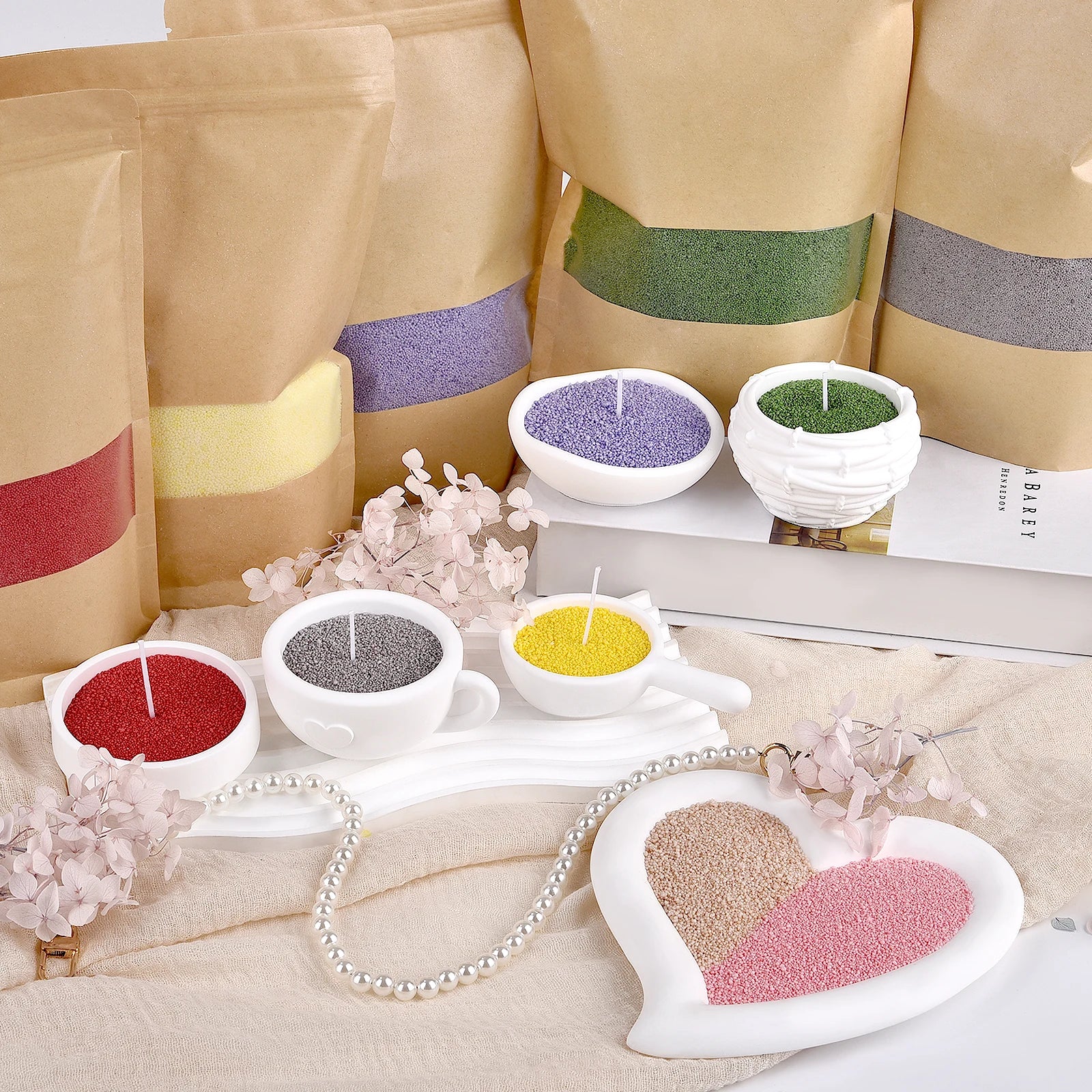 500g-1kg Sand Wax & Ice Flower Wax – DIY Scented Candle & Snowflake Wax Supplies