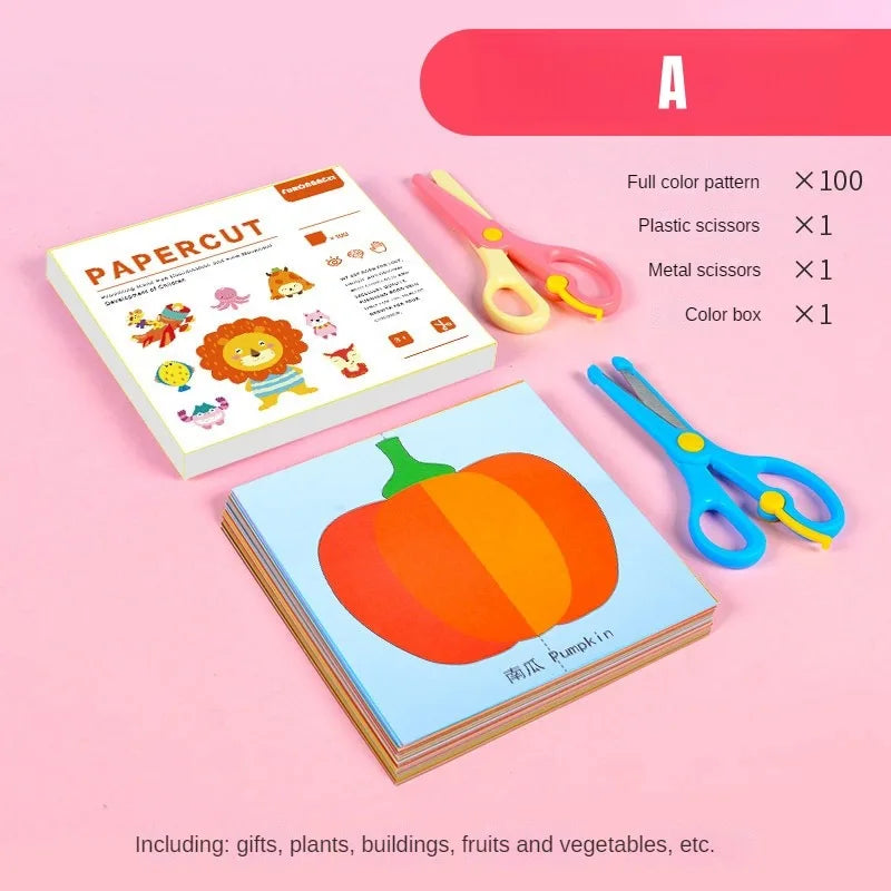 100-Piece Kids Origami & Paper Cutting Craft Set