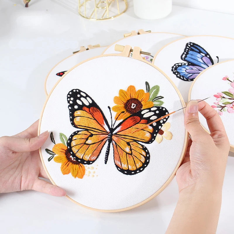 Butterfly & Flower Embroidery Kit for Beginners