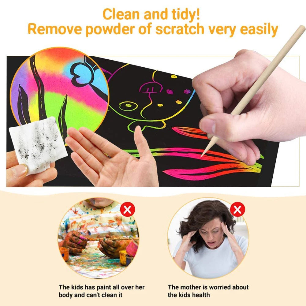 125-Pack Rainbow Scratch-Off Mini Art Cards – Fun Craft for Kids & Teens