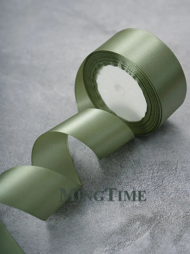Satin Ribbon Roll – 22.8m Sage Gold for Gift Wrap & Crafts