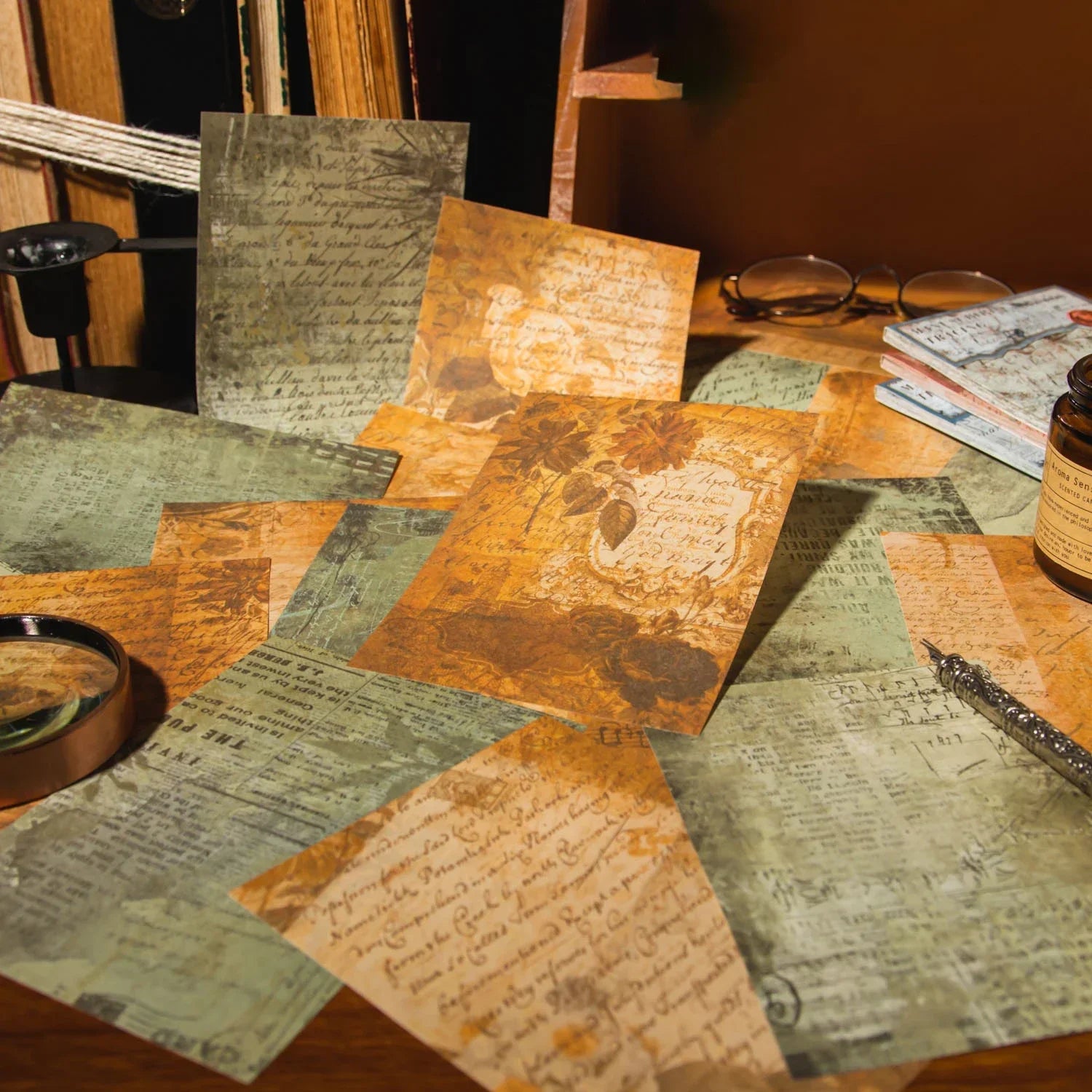 30pcs Vintage Light Paper Pack – DIY Scrapbooking & Junk Journal Supplies