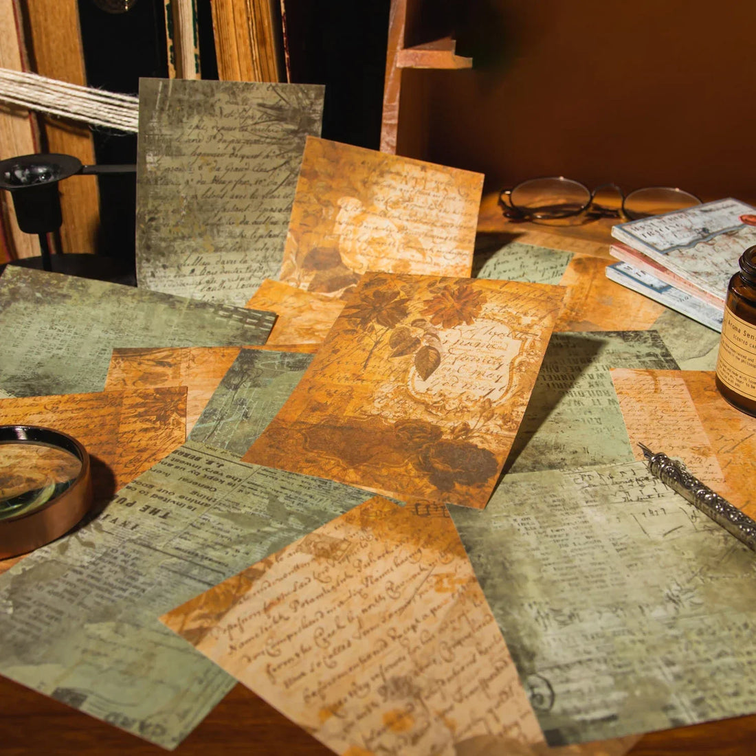 30pcs Vintage Light Paper Pack – DIY Scrapbooking & Junk Journal Supplies