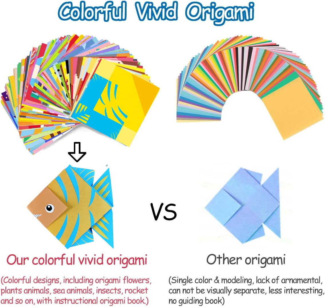 Origami Kit – 30/96 Sheets Paper with Guidebook for Kids & Beginners