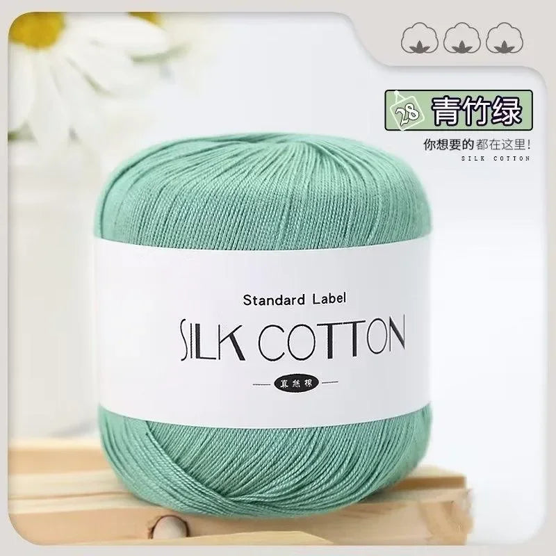 Silk Lace Cotton Milk Yarn – 50g Soft Crochet Thread