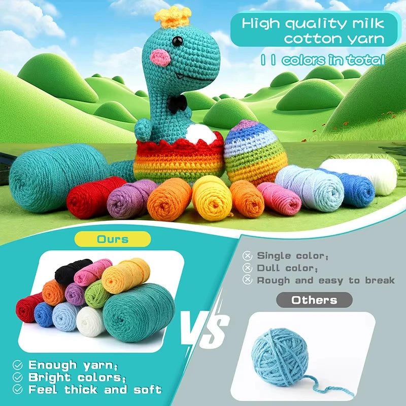 DIY Crochet Dinosaur Doll Kit – Complete Set