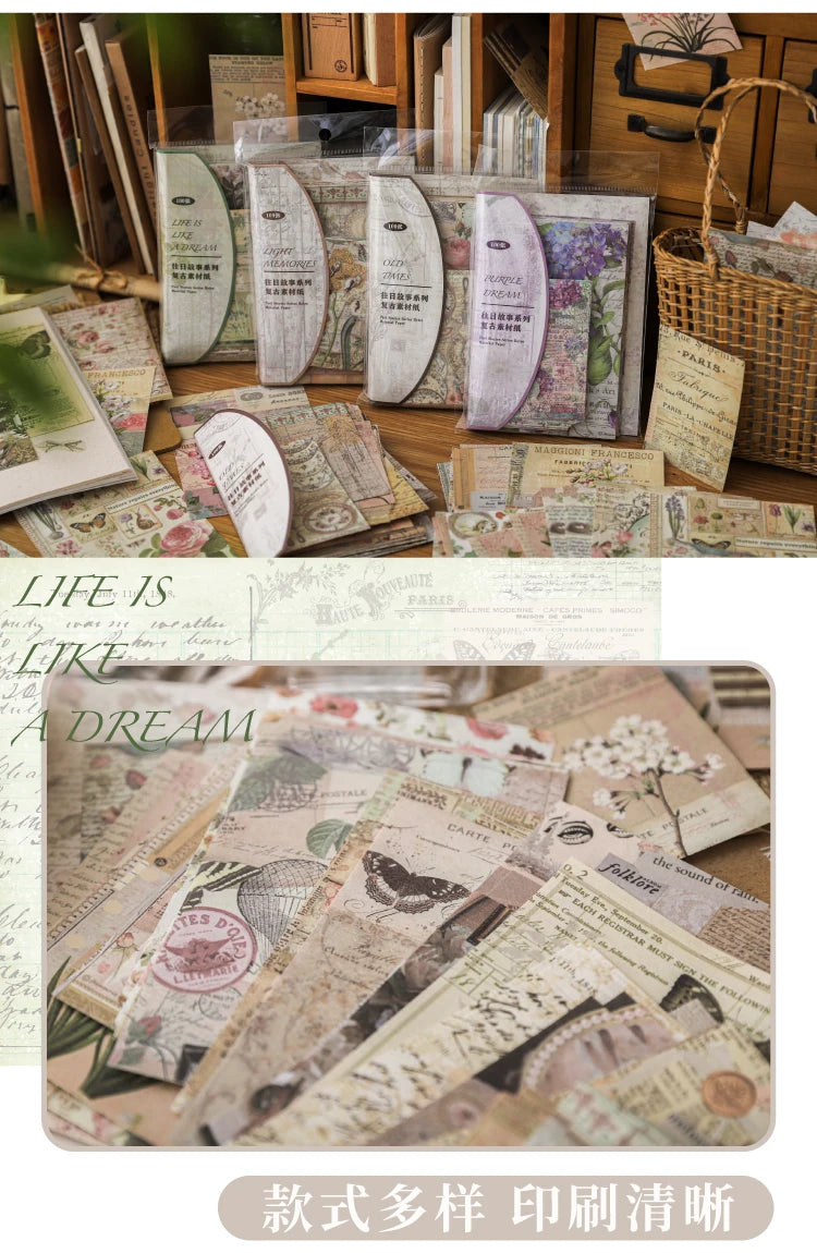 JIANQI Vintage Scrapbooking Paper – 100 pcs