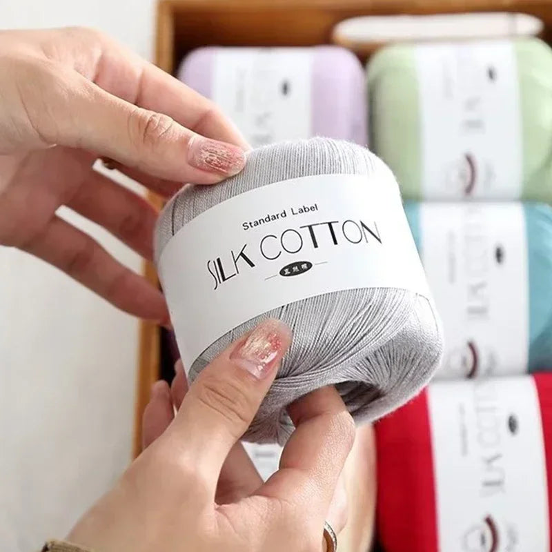 Silk Lace Cotton Milk Yarn – 50g Soft Crochet Thread
