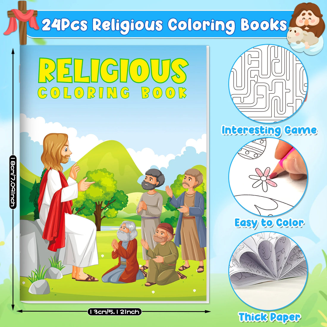 24Pcs Bible Coloring Books for Kids