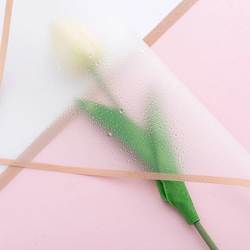 10 Sheets Waterproof Flower Wrapping Paper with Gold Edges
