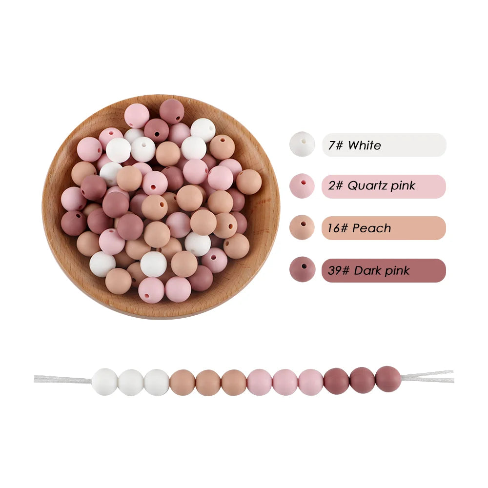 50-Piece Silicone Bead Set – 15mm Round Beads