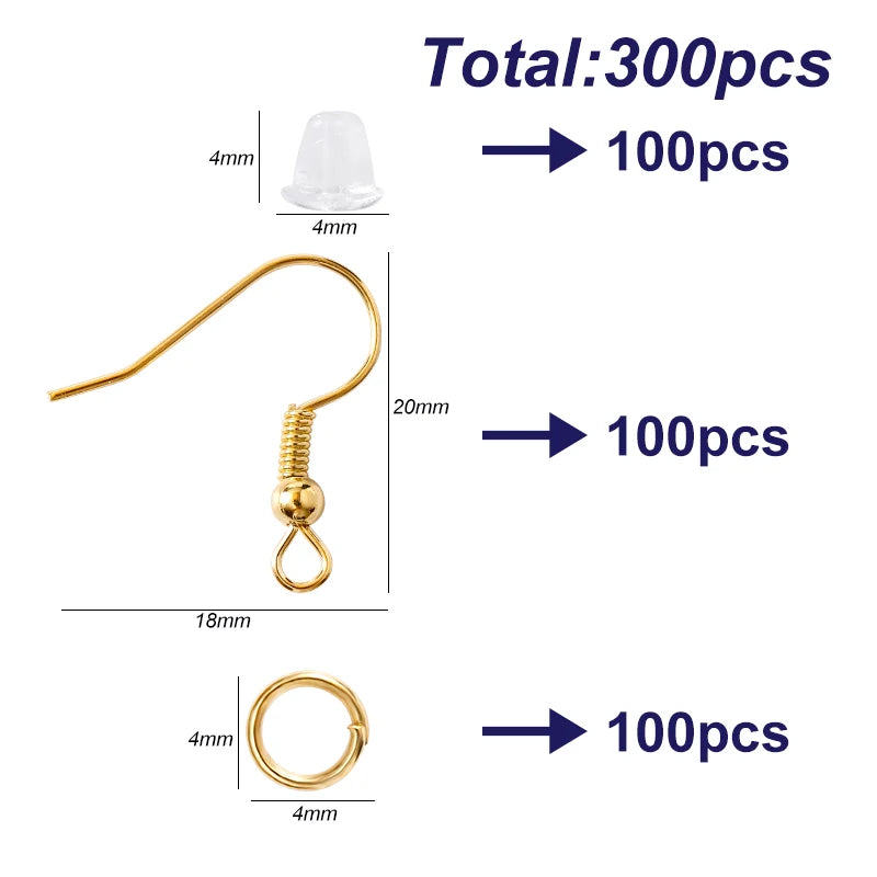 300-Piece Earring Making Set – Hooks, Jump Rings & Backs