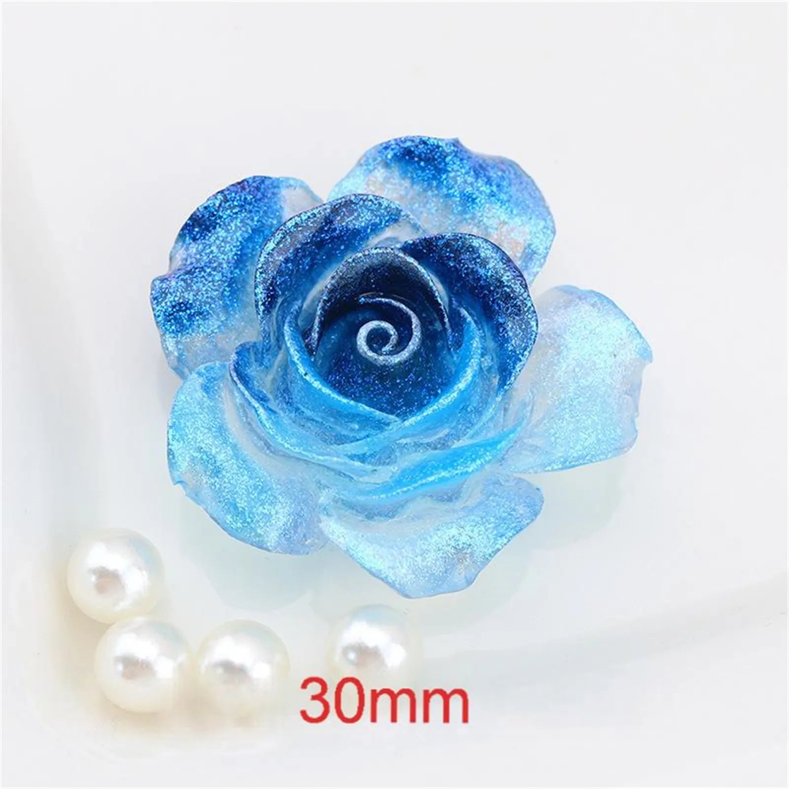 2pcs Glow-In-The-Dark 37mm Large Rose Flower Rhinestone Trim