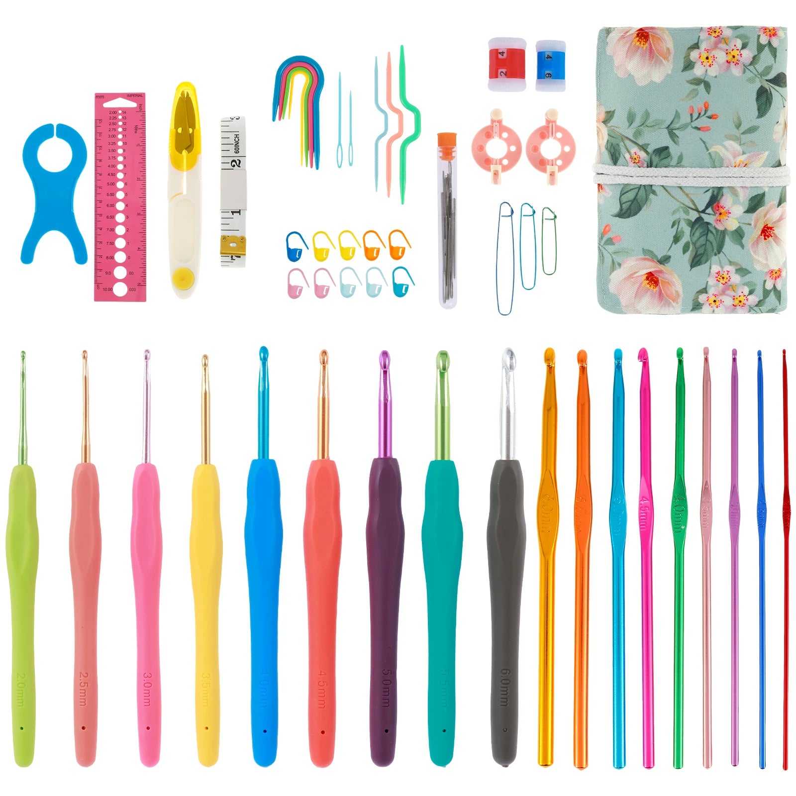 DIY Crochet Hook Set with Anti-Slip Handles (2-6mm)