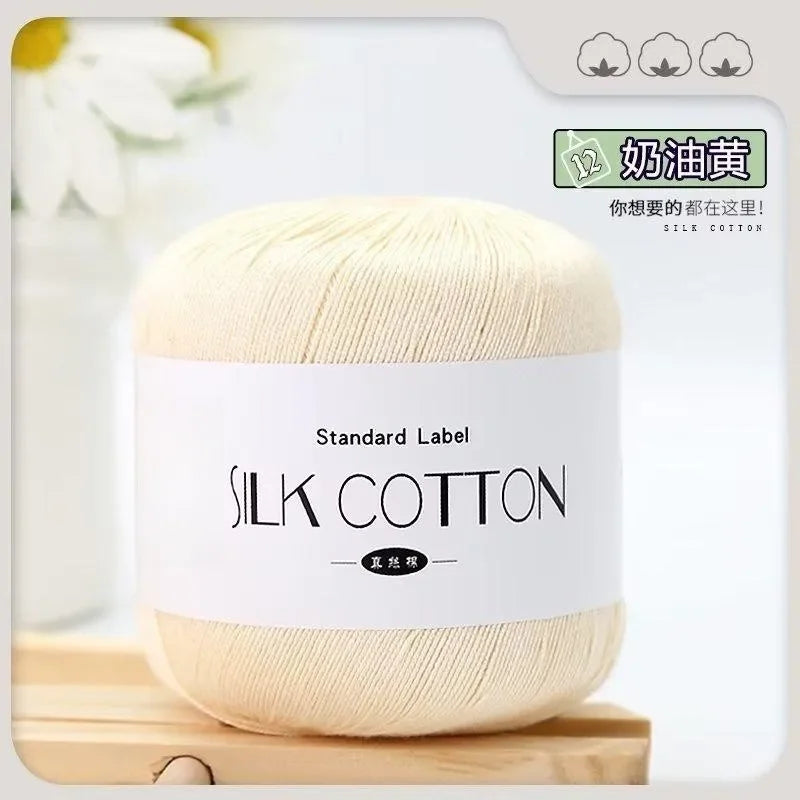 Silk Lace Cotton Milk Yarn – 50g Soft Crochet Thread