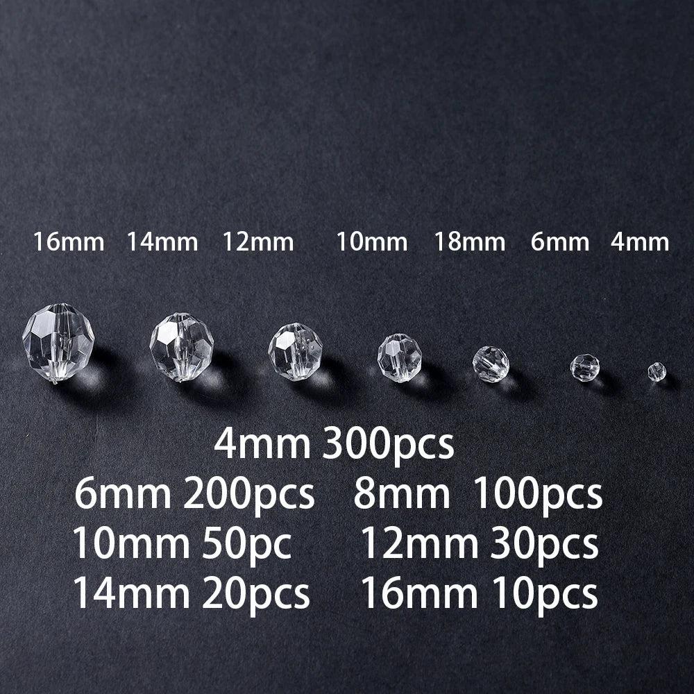 Faceted Acrylic Beads Transparent White Loose Spacer Beads for DIY Bracelet