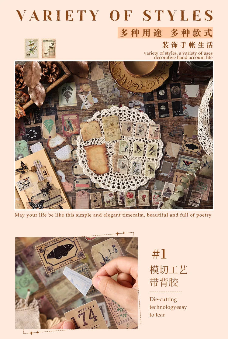 20-Piece Vintage Aesthetic Sticker Set