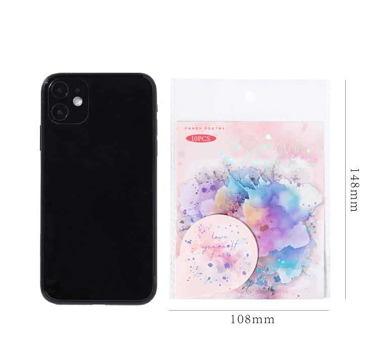 10-Piece PET Floral Stickers – Color Blending Series