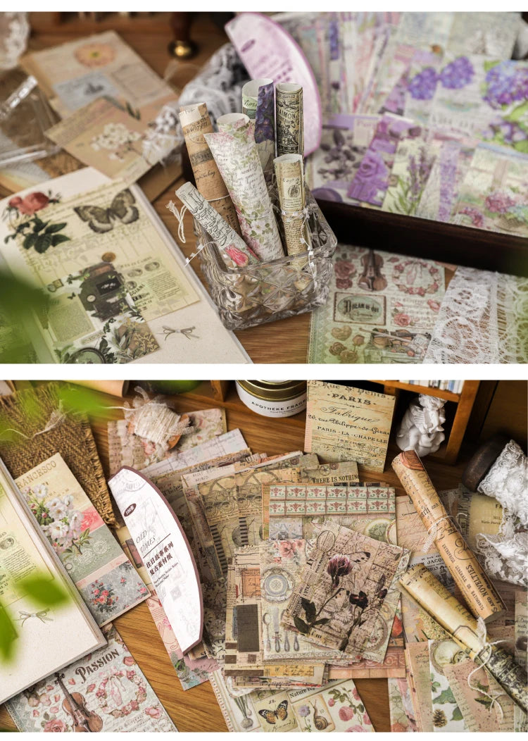 JIANQI Vintage Scrapbooking Paper – 100 pcs