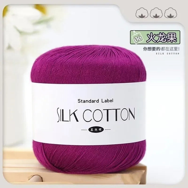 Silk Lace Cotton Milk Yarn – 50g Soft Crochet Thread