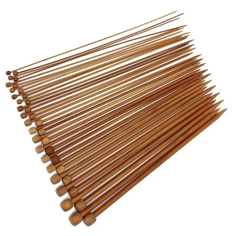 36-Piece Bamboo Knitting Needle Set with Beads