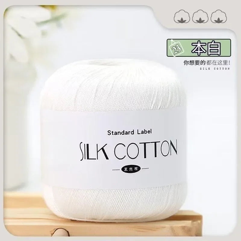 Silk Lace Cotton Milk Yarn – 50g Soft Crochet Thread